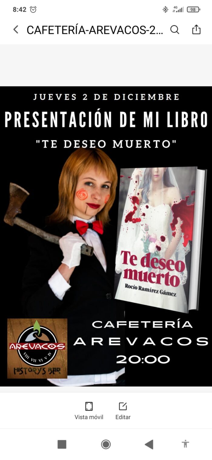 ´presentación Te deseo Muerto Se presenta libro Te Deseo muerto