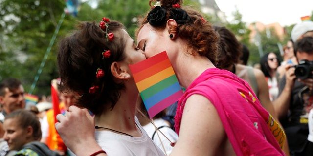 Participants take part in the annual Pride festival in Budapest