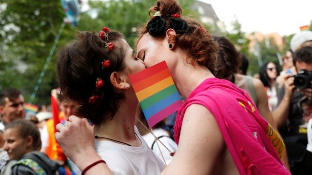 Participants take part in the annual Pride festival in Budapest