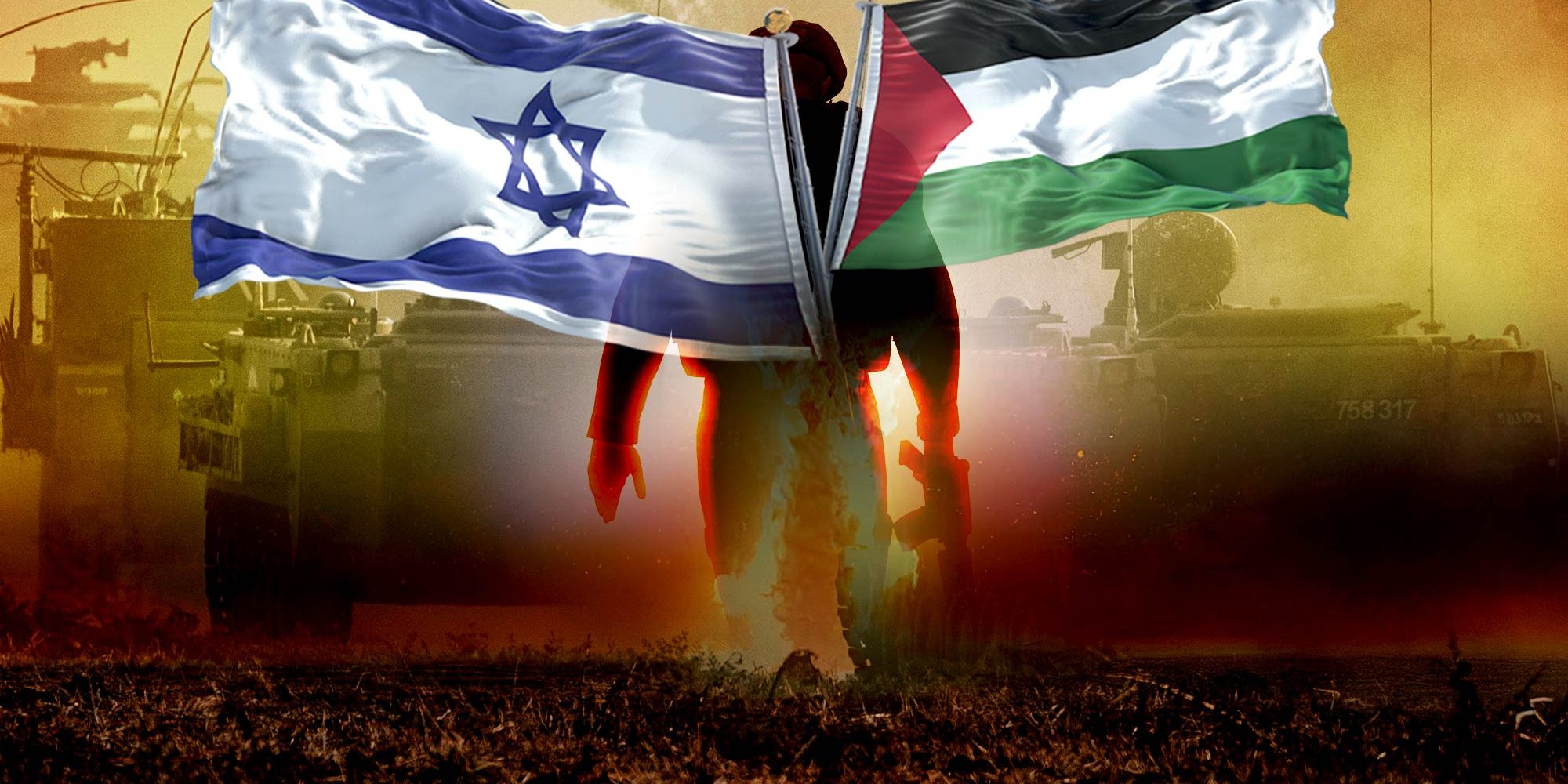 IMAGE PALESTINE ISRAEL CONFLICT FLAGS