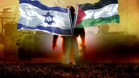 IMAGE PALESTINE ISRAEL CONFLICT FLAGS