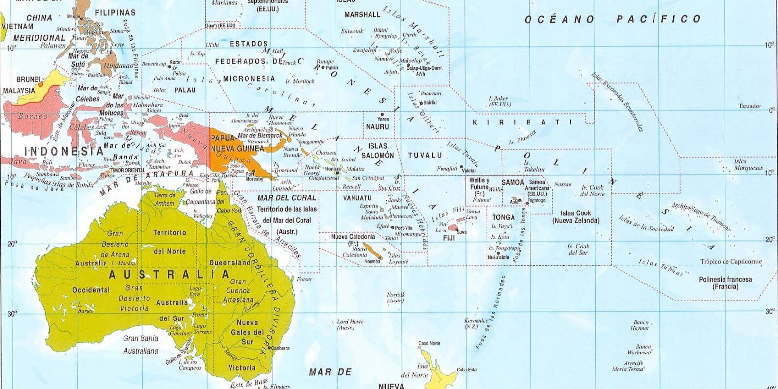 mapa politico oceania