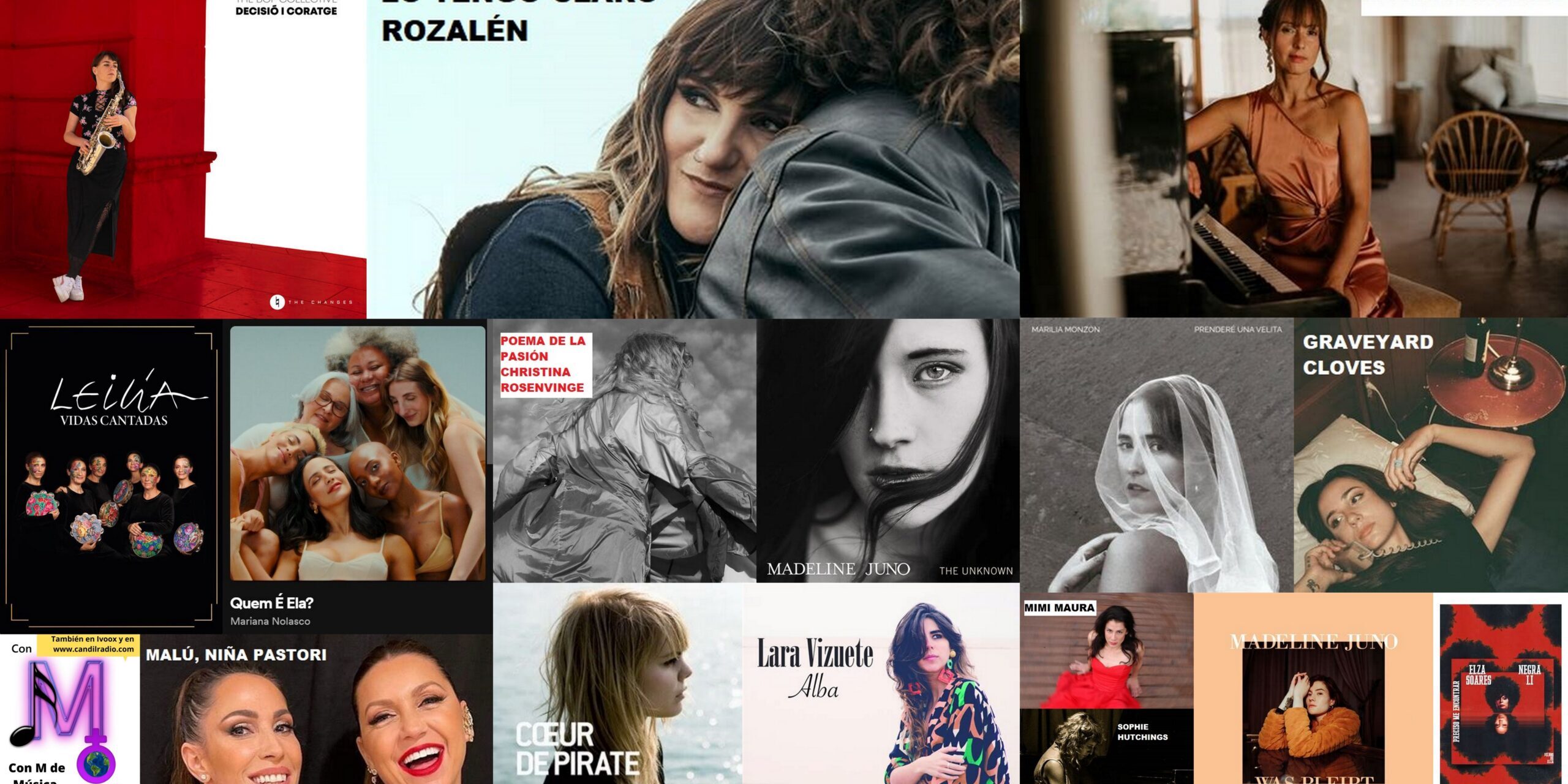 FOTOS CON M 255 MÚSICAS ESPAÑA Y EL MUNDO En este ducentésimo quincuagésimo quinto programa haremos un recorrido musical por novedades discográficas de diversas mujeres músicas españolas y del mundo.