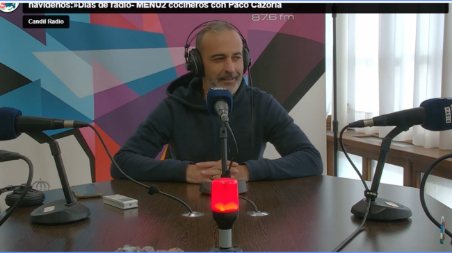 paco cazorla Degustando con Paco Cazorla + «Escenario Pedagógico», platos divertidos y «reciclables» navideños:»MENU2 COCINEROS», con Almécija, en Días de Radio.