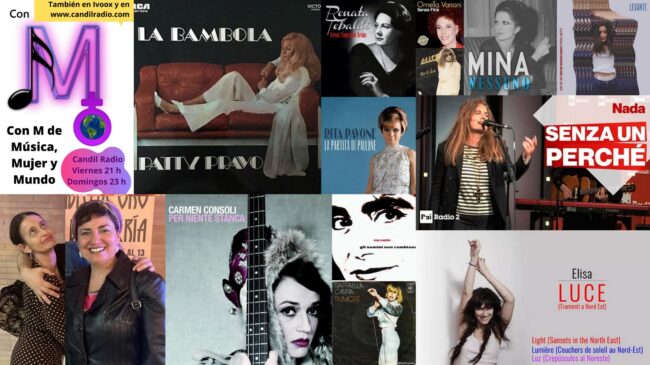 FOTOS CON M 265 ITALIA CON ELISA En este ducentésimo sexagésimo quinto programa estoy acompañada por una amiga y fiel escuchante del programa que vivió durante un curso en Bari, Italia y es una enamorada de la cultura italiana, especialmente del cine y la música de los años 60. Ella es Elisa, profesora de Lengua española y Literatura en Secundaria y Bachillerato y aficionada a la farándula, con especial predilección por la interpretación. Hoy nos trae una bella selección de canciones italianas hechas por mujeres.