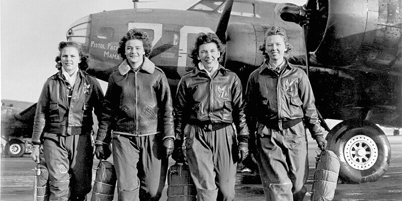 Group of Women Airforce Service Pilots and B-17 Flying Fortress