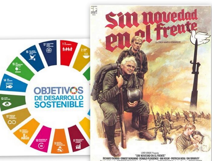 Bienvenidas y bienvenidos al tercer programa del podcast LOS OBJETIVOS DEL MILANO, realizado por las alumnas y alumnos de la asignatura Proyectos Transversales de Educación en Valores de 1º de Bachillerato B. En el programa de hoy vamos a analizar la película “Sin novedad en el frente” y qué relación tiene con los Objetivos de Desarrollo Sostenible de la agenda 2030 de la ONU.