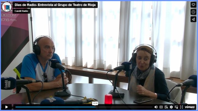 Encuentro interesante con Manola Mañas, Carle Merino y Miguel Luis Siles desde el Grupo de Teatro de Rioja, haciendo memoria del inicio, la evolución y el presente de una válvula de escape emocional y dedicación… El Teatro social, comprometido y humano desde el pueblo y para el pueblo, en Días de Radio + Almécija desde la sintonía Candil.