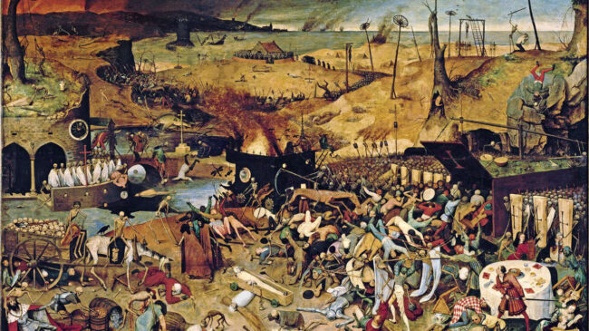 BRUEGHEL PIETER EL VIEJO. EL TRIUNFO DE LA MUERTE – HACIA 1562 – O/L – 117×162 – NP 1393 – RENACIMIENTO FLAMENCO